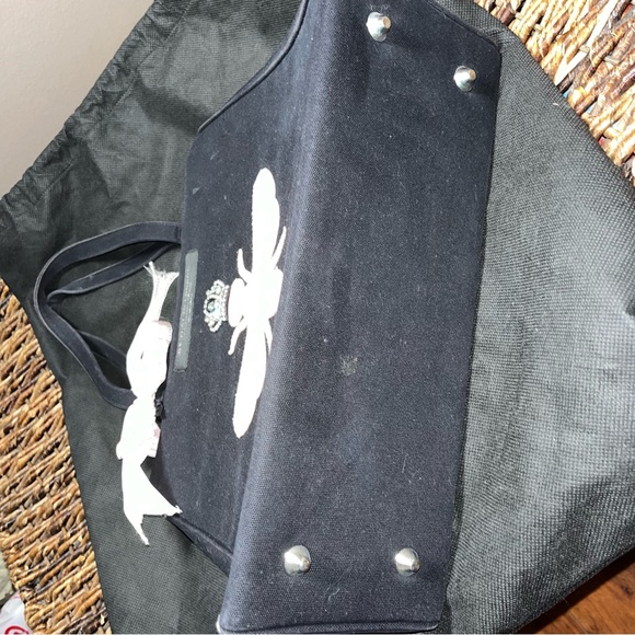 My Flat In London pink Queen bee black tote with original bag it came in - Picture 11 of 15